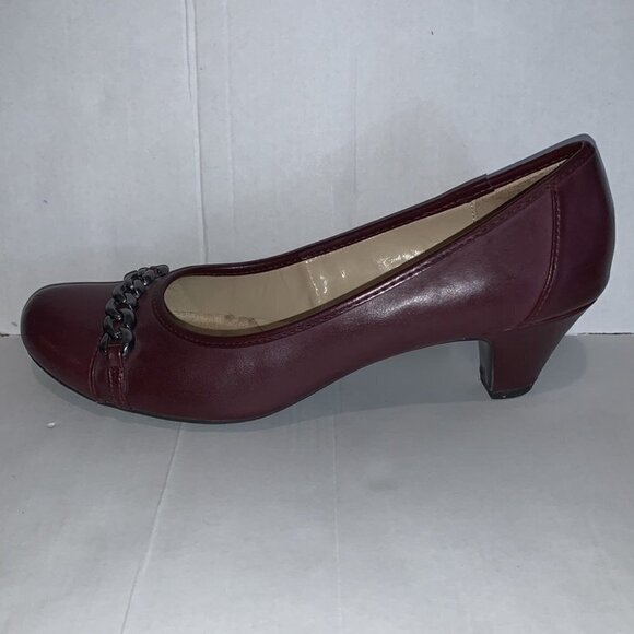naturalizer N5 comfort US Susy brown slip on heels w/silver tone chain size 7M - Picture 7 of 16